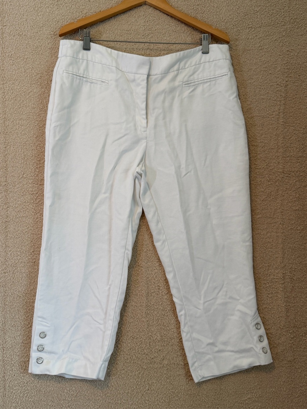 Roz & Ali White Stretch Capri Pants Size 16